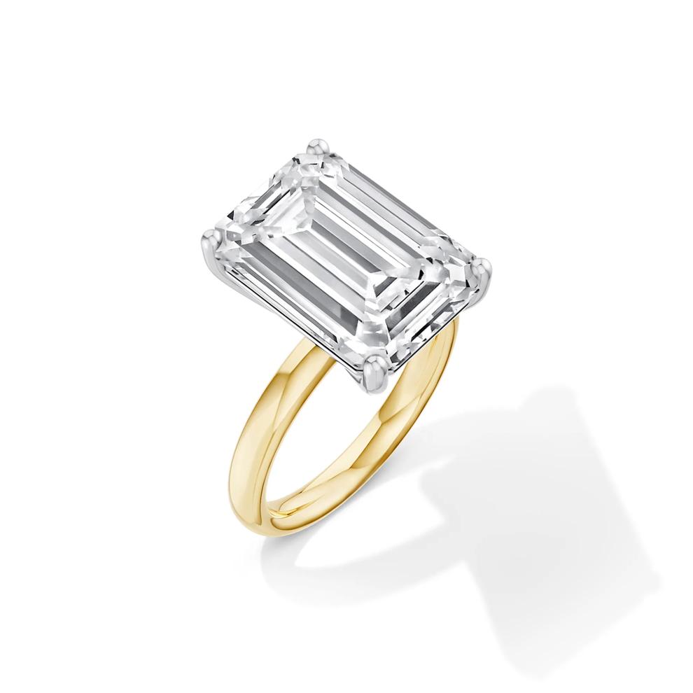 Lab Grown Diamond Emerald-Cut Solitaire Ring in 14K Yellow &amp; White Gold (10 ct.) – Image 2 of 4