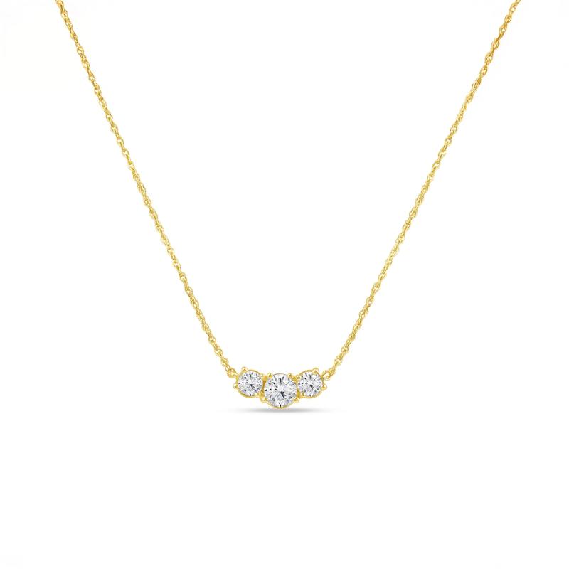 Lab Grown Diamond Three-Stone Necklace in 14K Yellow Gold &#40;2 ct. tw.&#41; – Image 1 of 4