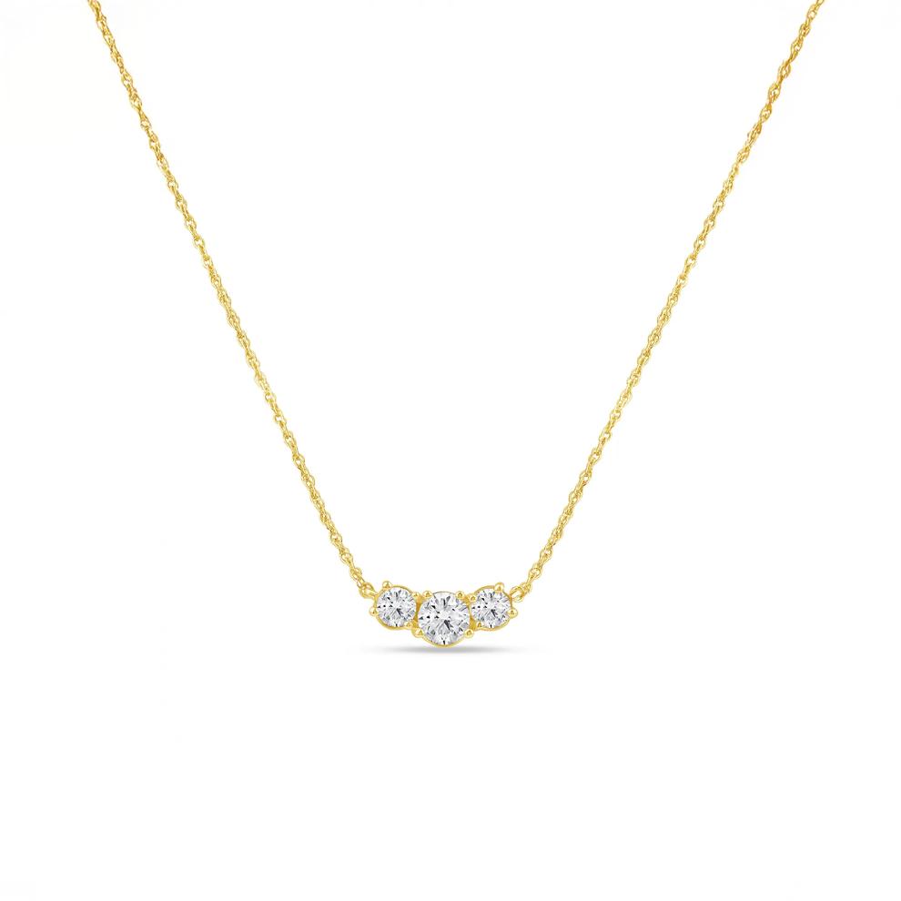 Lab Grown Diamond Three-Stone Necklace in 14K Yellow Gold (2 ct. tw.) – Image 1 of 4