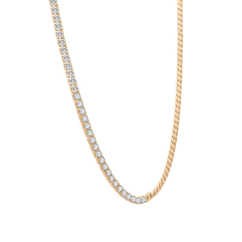 Lab-Created White Sapphire Tennis and Curb Link Necklace in Vermeil – Image 2 of 8
