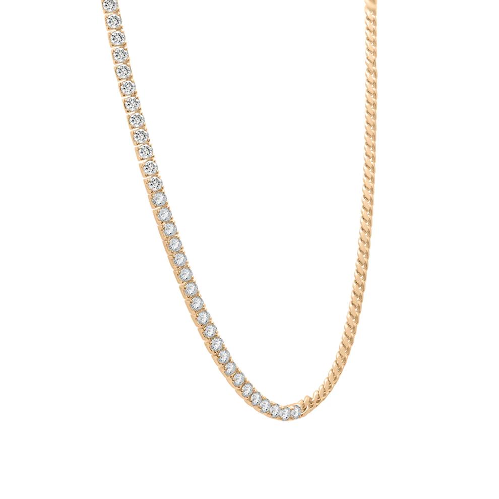 Lab-Created White Sapphire Tennis and Curb Link Necklace in Vermeil – Image 2 of 8
