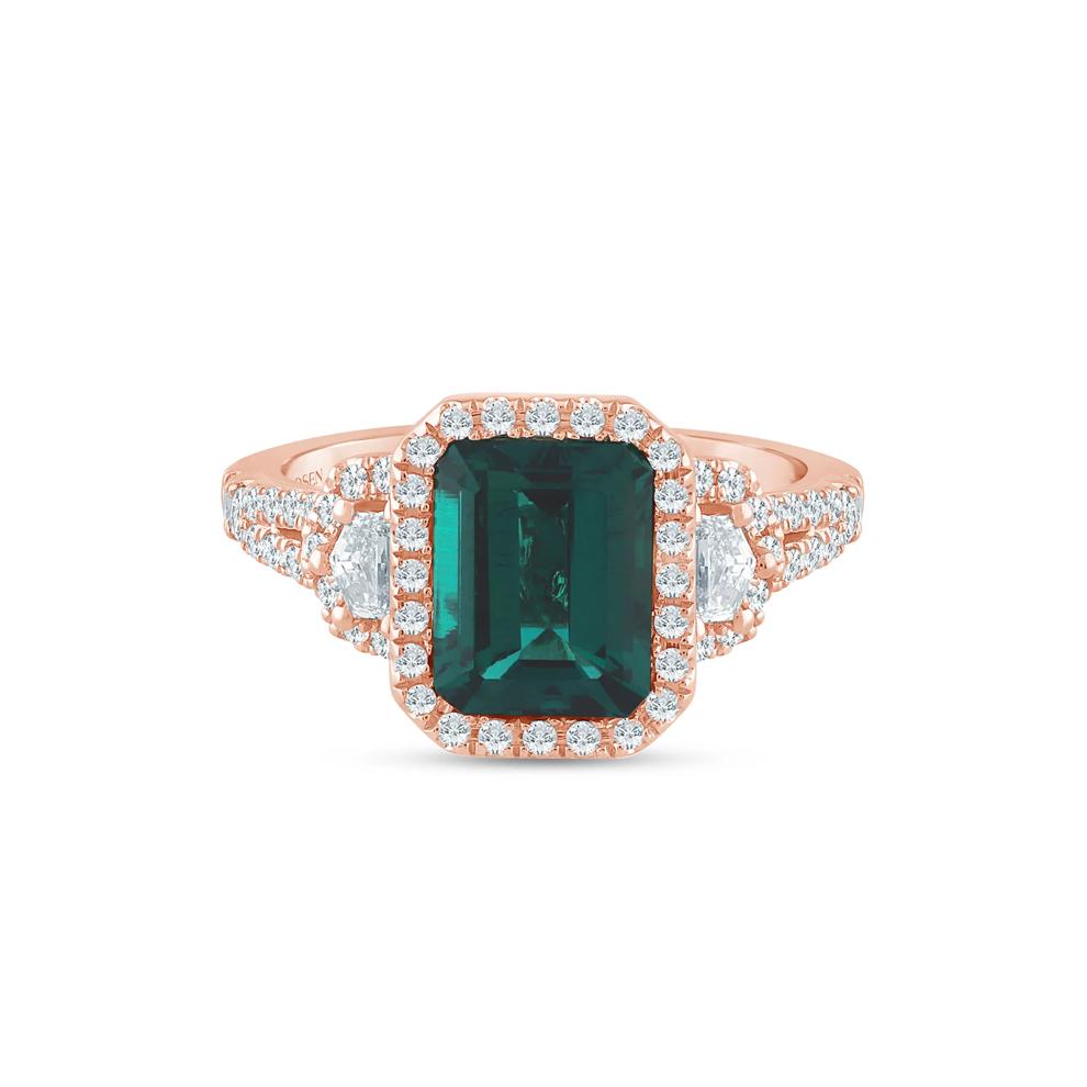 Marlena Lab-Created Emerald and Lab Grown Diamond Engagement Ring in 14K Rose and Yellow Gold (7/8 ct. tw.) – Image 1 of 3