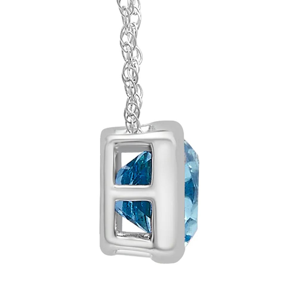 Blue Topaz Pendant with Cushion Cut in 10K White Gold – Image 3 of 3
