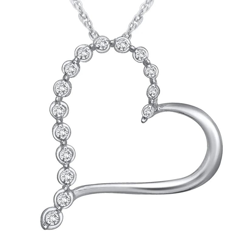 Diamond Journey Heart Pendant in 10K White Gold &#40;1/10 ct. tw.&#41; – Image 1 of 2