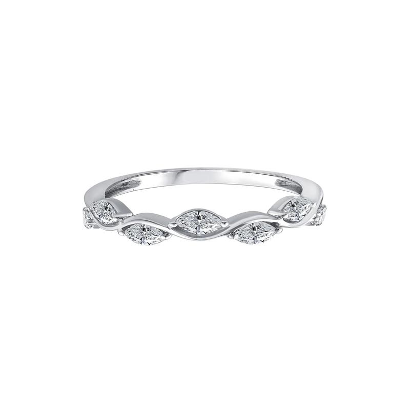 Lab Grown Diamond Marquise Stack Band in 10K White Gold (1/2 ct. tw.) – Image 1 of 3