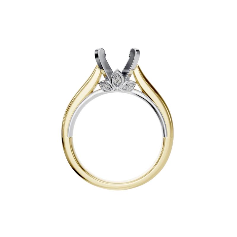 Lab Grown Diamond Accent Semi-Mount Engagement Ring in 14K White and Yellow Gold &#40;Setting Only&#41; – Image 4 of 8
