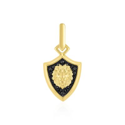 Men's Black Spinel Lion's Head Charm in Vermeil