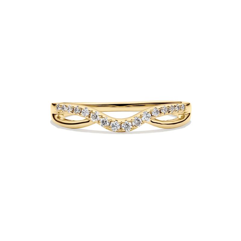 Diamond Contour Wedding Band in 14K Yellow Gold &#40;1/7 ct. tw.&#41; – Image 1 of 4