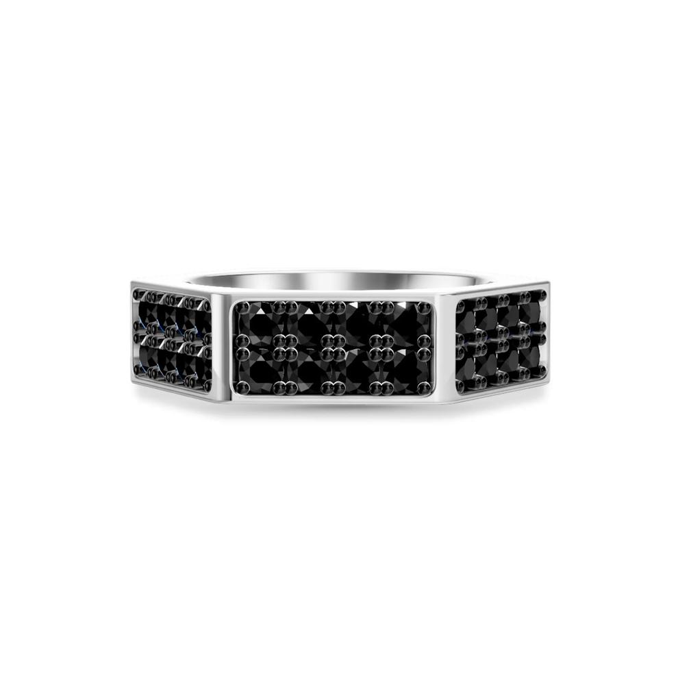 Men's Black Lab Grown Diamond Hex Nut Medium Band in Sterling Silver (1 5/8 ct. tw.) – Image 1 of 4
