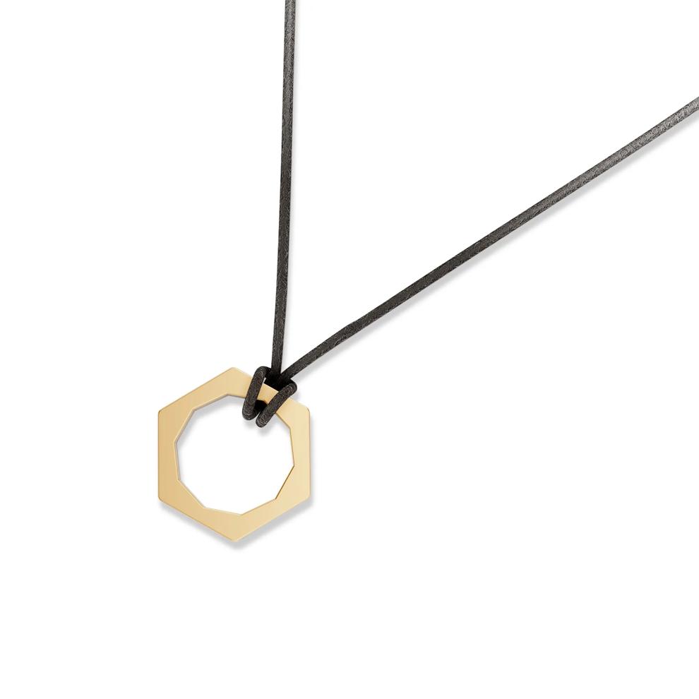 Men's Hex Nut Cord Pendant Necklace in Vermeil – Image 4 of 4