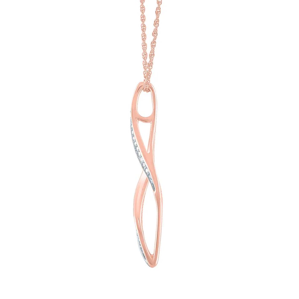 Diamond Open Marquise Pendant in Sterling Silver with 10K Rose Gold Plating (1/10 ct. tw.) – Image 2 of 2