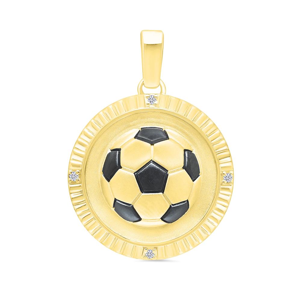 Diamond Accent Soccer Medallion Charm in 10K Yellow Gold – Image 1 of 2