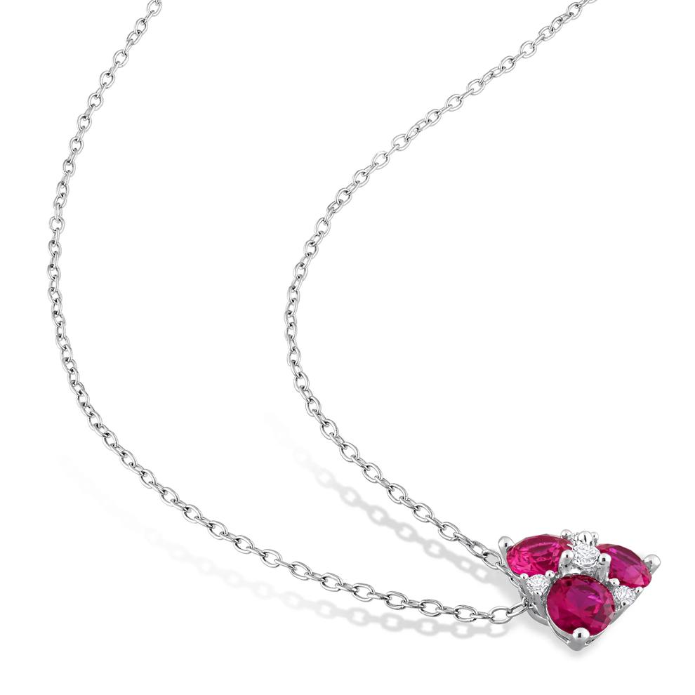Lab Created Ruby and Lab Created White Sapphire Pendant in Sterling Silver – Image 2 of 5