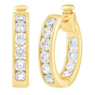 Diamond Channel-Set Inside-Out Hoop Earrings in 10K Yellow Gold (2 ct. tw.)