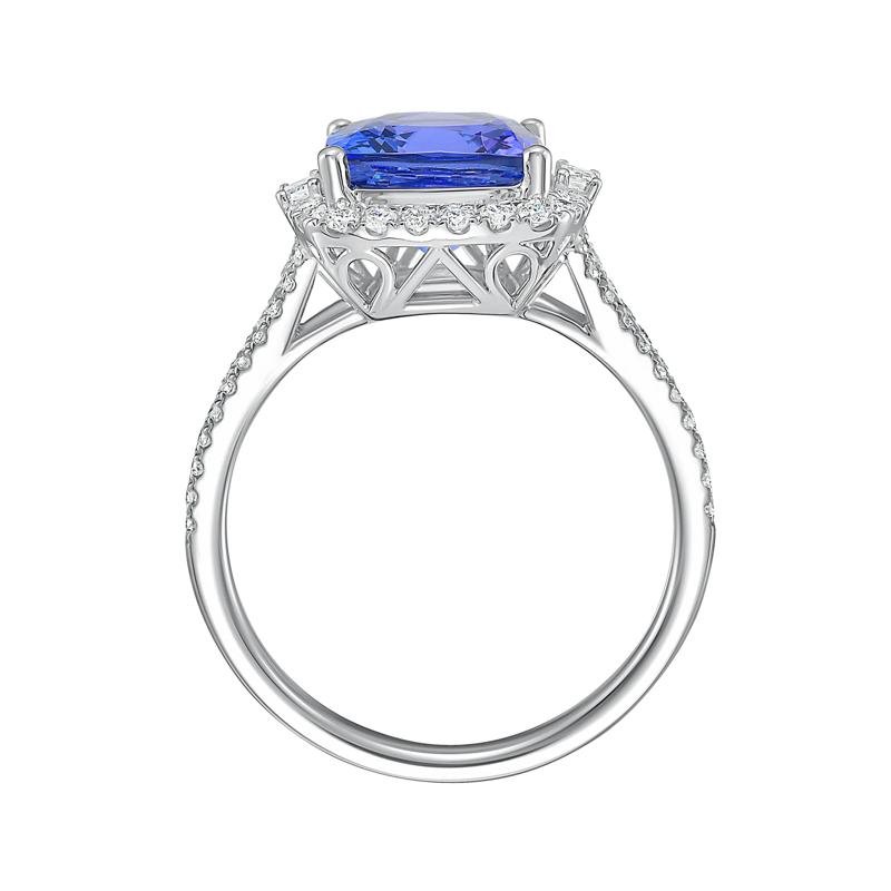 Tanzanite &amp; Diamond Halo Split-Shank Ring in 14K White Gold &#40;1/2 ct. tw.&#41; – Image 2 of 3