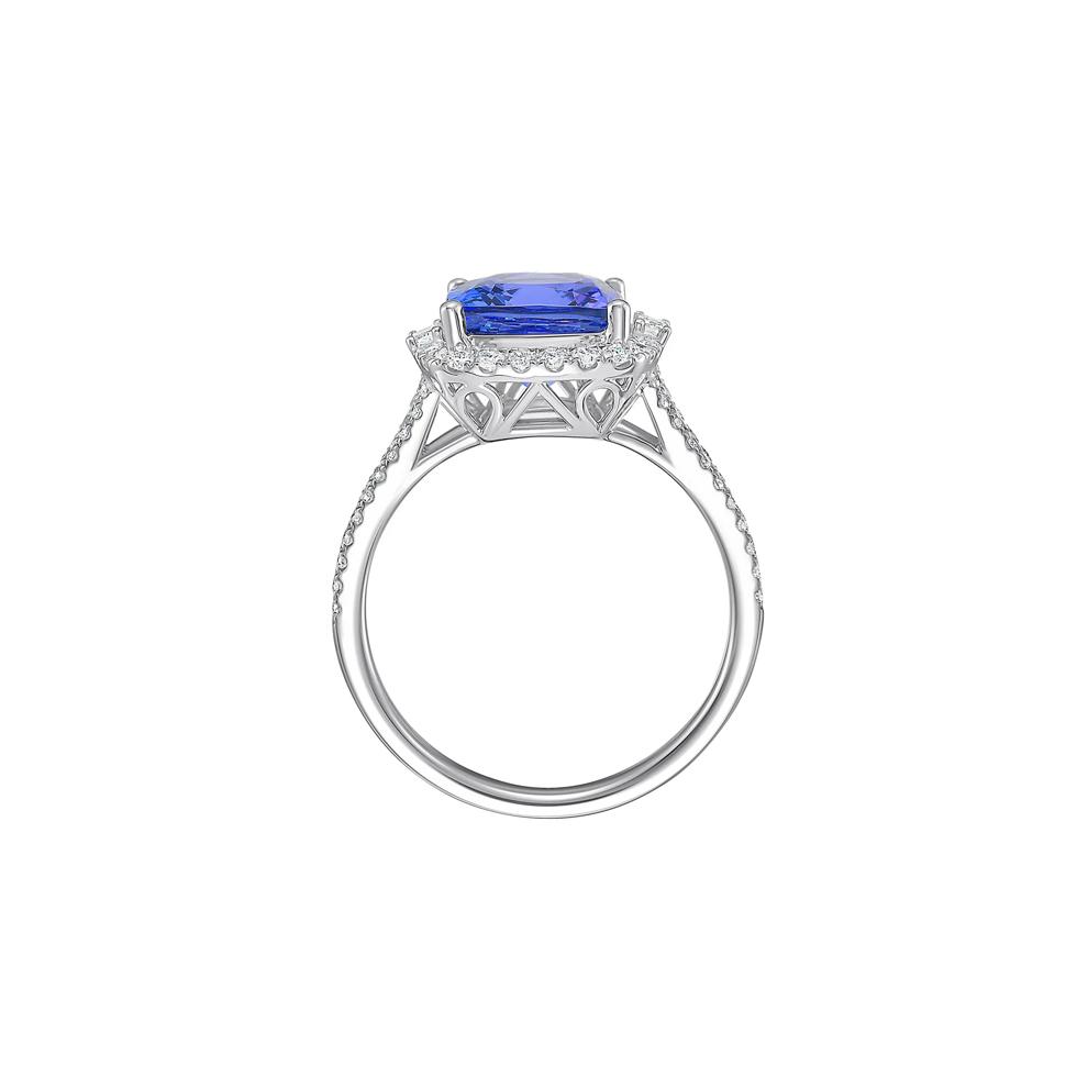 Tanzanite &amp; Diamond Halo Split-Shank Ring in 14K White Gold (1/2 ct. tw.) – Image 2 of 3
