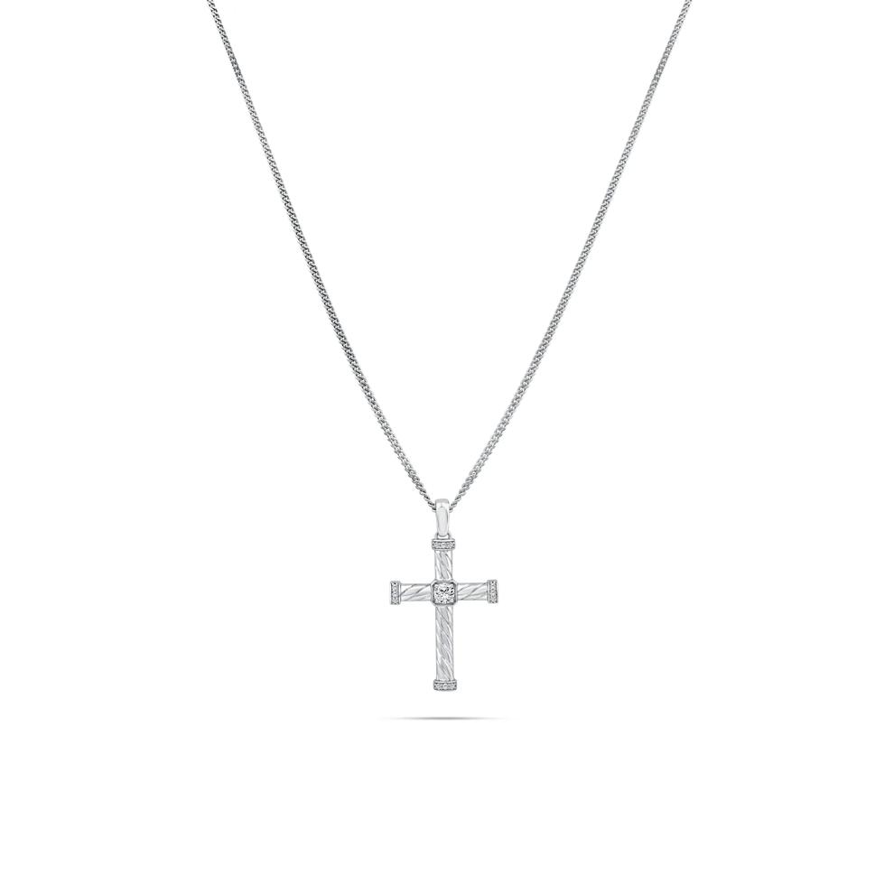 Men's Diamond Cross Pendant Necklace in Sterling Silver (1/3 ct. tw.) – Image 1 of 4