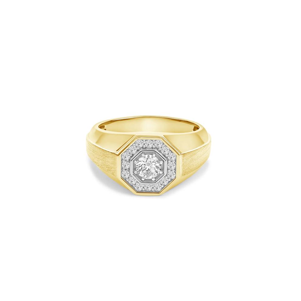 Men's Octagonal Diamond Ring in 14K Yellow Gold – Image 1 of 4