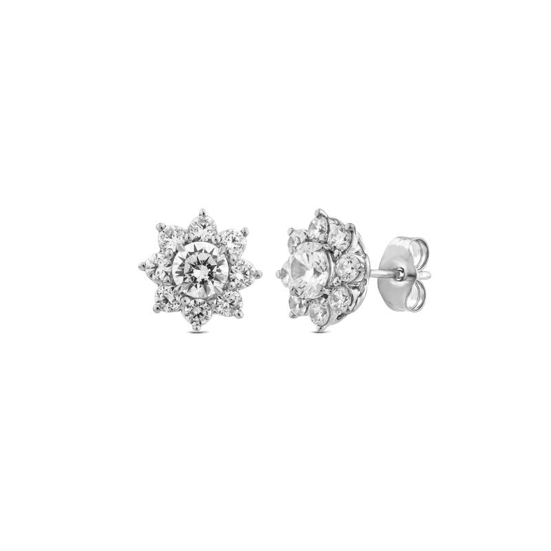 Lab Grown Diamond Starburst Cluster Earrings in 14K White Gold &#40;1 1/2 ct. tw.&#41; – Image 2 of 2