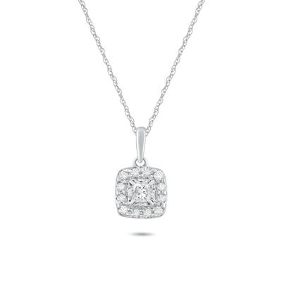 Diamond Princess-Cut Halo Pendant in 10K White Gold (1/4 ct. tw.)
