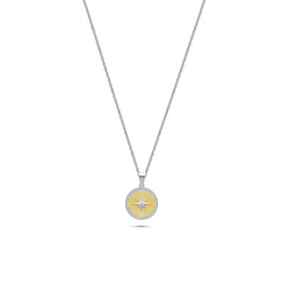 Men's Diamond Starburst Medallion Pendant Necklace in Vermeil (1/4 ct. tw.)