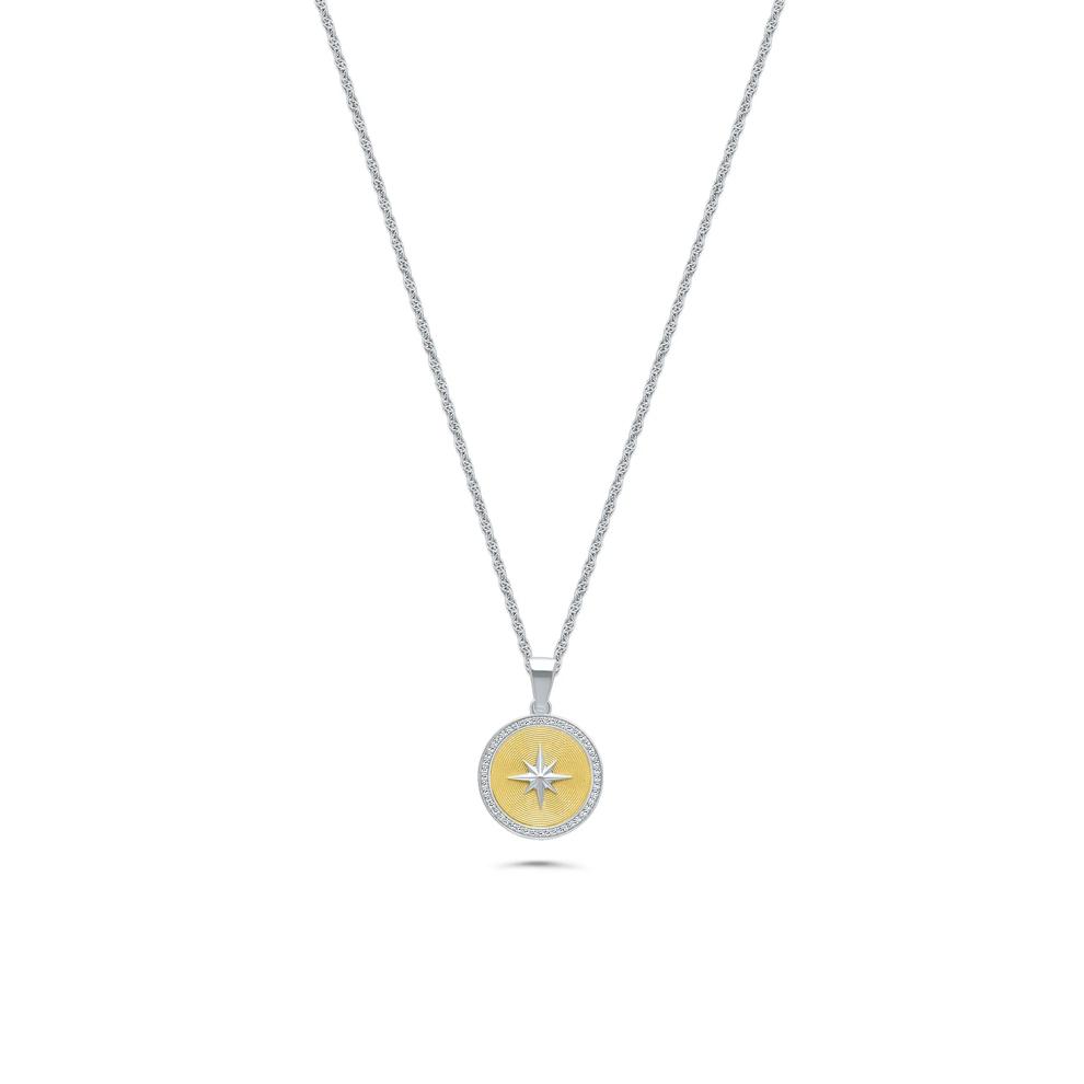 Men's Diamond Starburst Medallion Pendant Necklace in Vermeil (1/4 ct. tw.) – Image 1 of 4