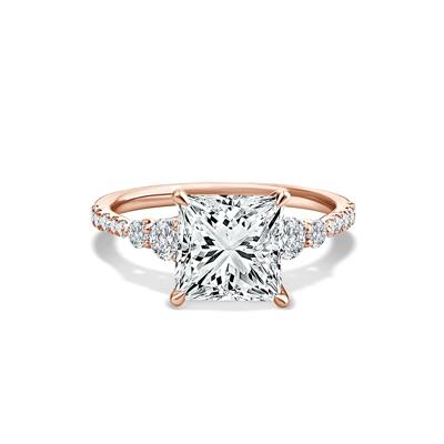 Lab Grown Diamond Princess-Cut Engagement Ring in 18K Rose Gold (3 1/2 ct. tw.)