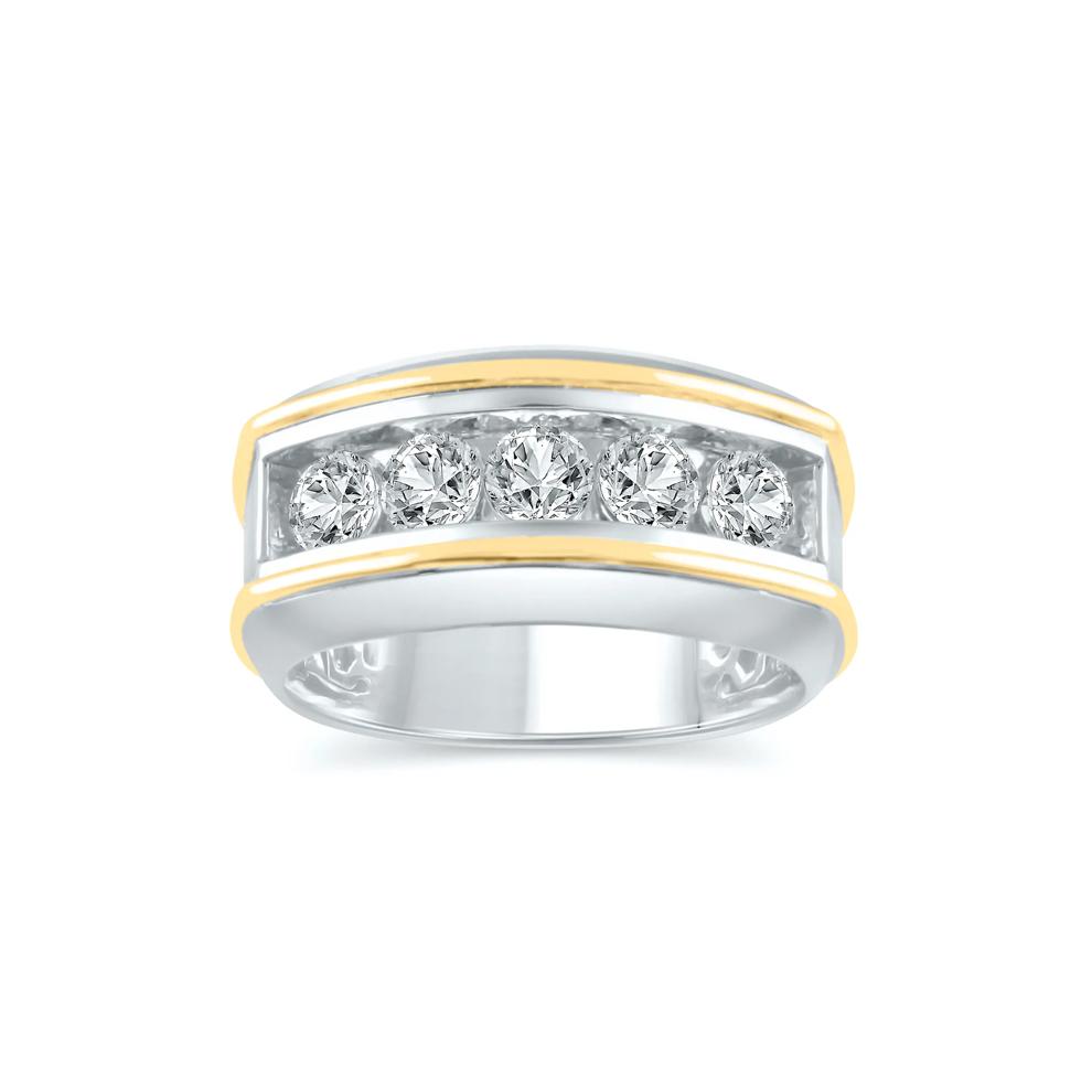 Lab Grown Diamond Five-Stone Wedding Ring in 14K White and Yellow Gold (2 ct. tw.) – Image 4 of 4