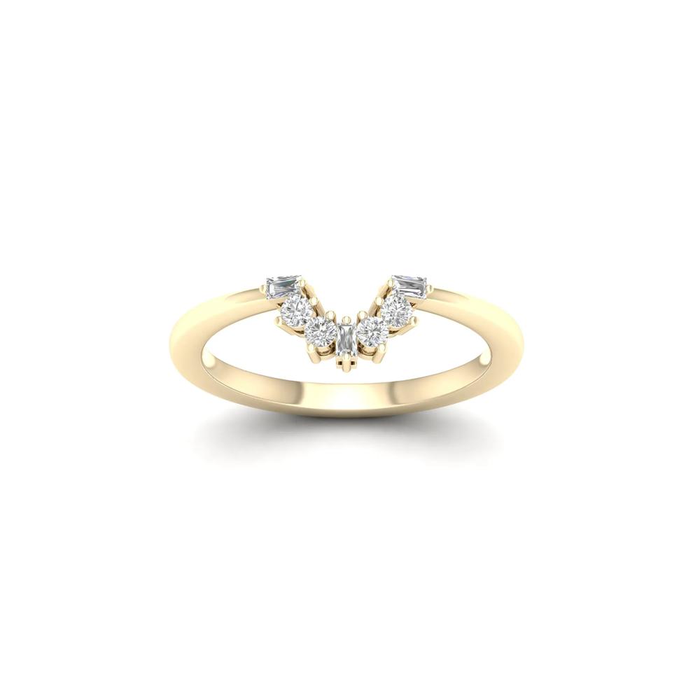 Round and Baguette Diamond Contour Band in 14K Yellow Gold (1/7 ct. tw.) – Image 4 of 4