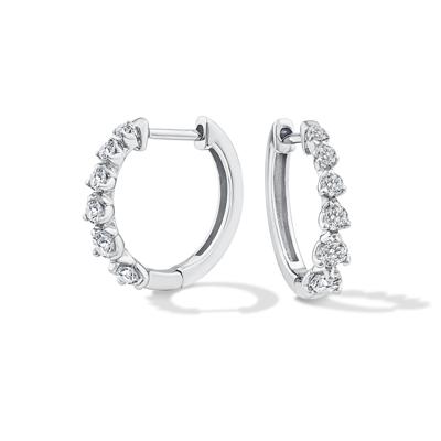 Diamond Graduated Hoop Earrings in Sterling Silver (1/2 ct. tw.)