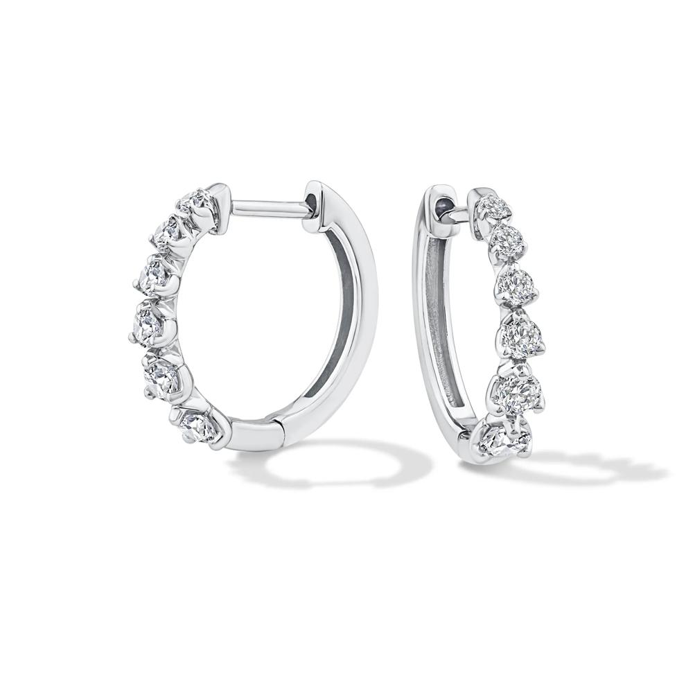 Diamond Graduated Hoop Earrings in Sterling Silver (1/2 ct. tw.) – Image 1 of 2