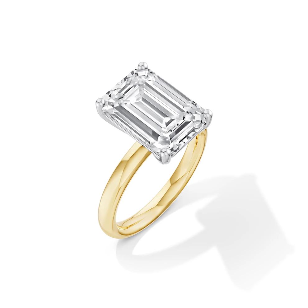 Lab Grown Diamond Emerald-Cut Solitaire Ring in 14K Yellow &amp; White Gold (6 ct.) – Image 2 of 4