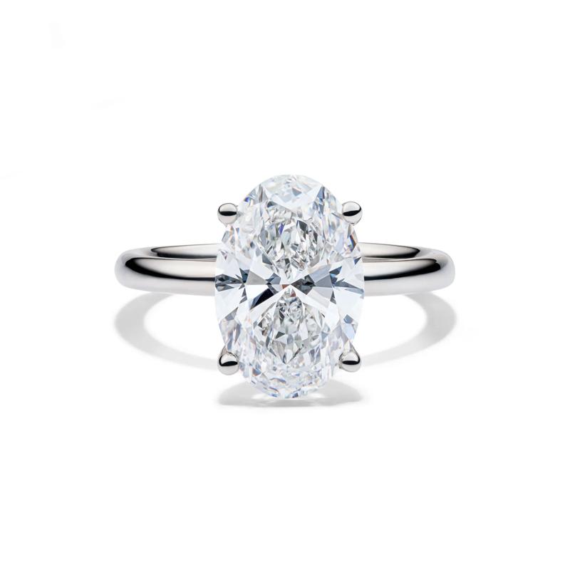 Lab Grown Diamond Oval Solitaire Engagement Ring in 14K White Gold &#40;4 ct.&#41; – Image 1 of 4