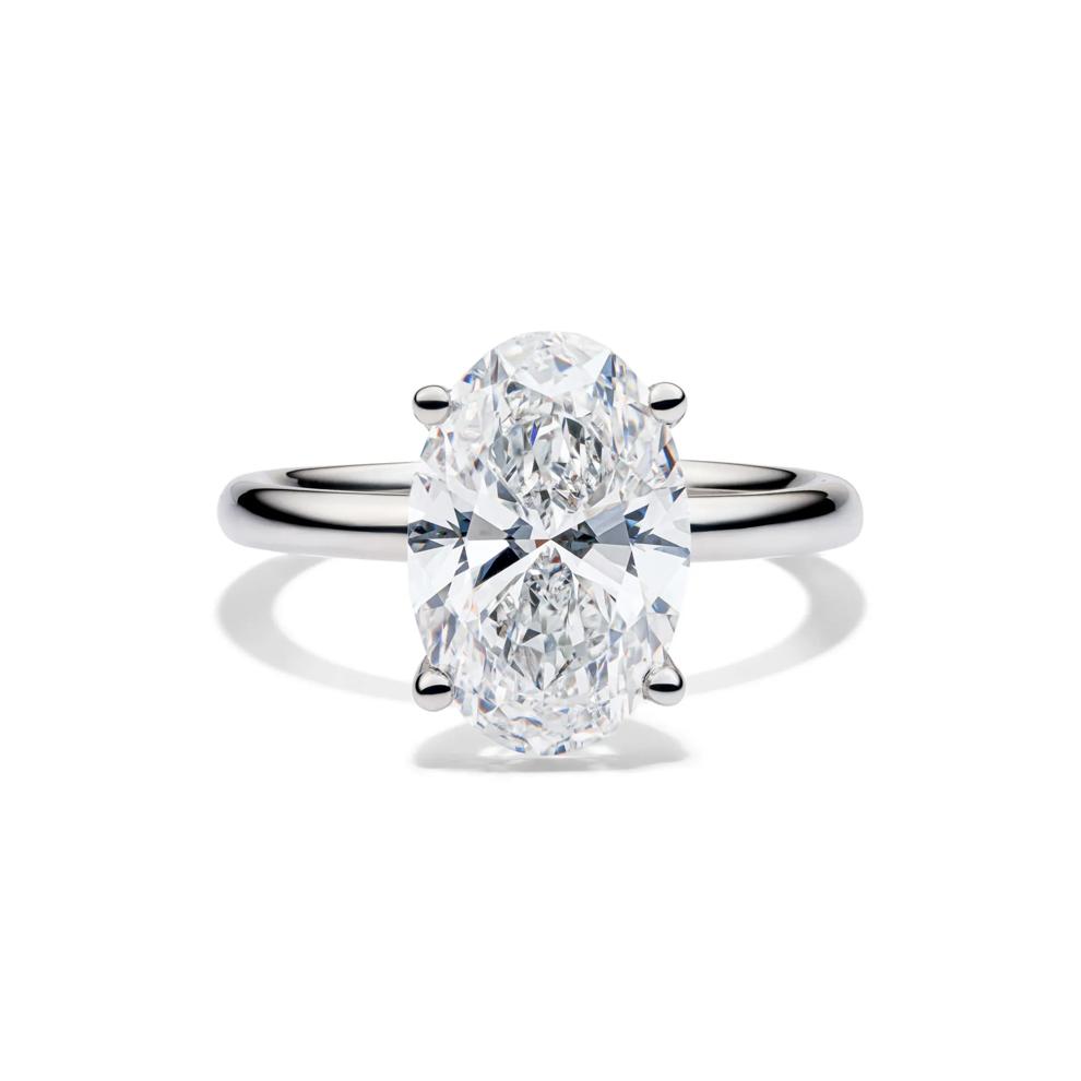 Lab Grown Diamond Oval Solitaire Engagement Ring in 14K White Gold (4 ct.) – Image 1 of 5