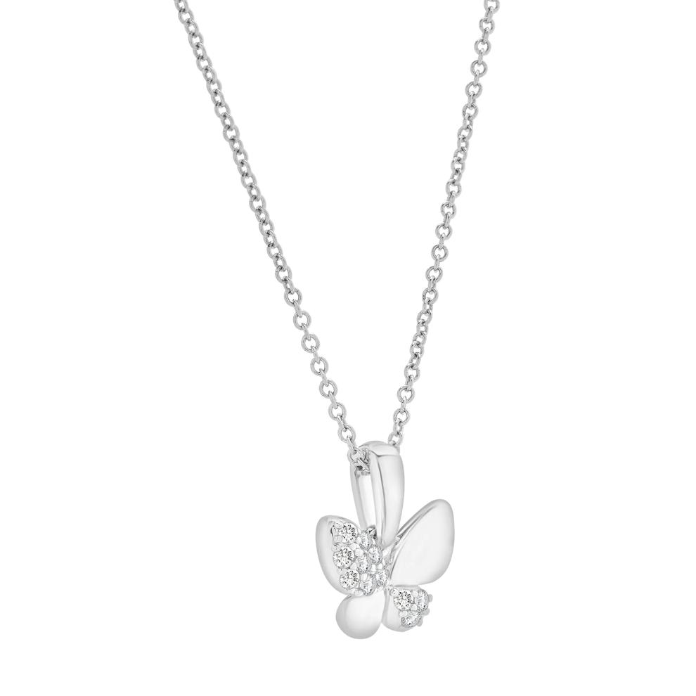 Diamond Butterfly Pendant in Sterling Silver (1/10 ct. tw.) – Image 2 of 4