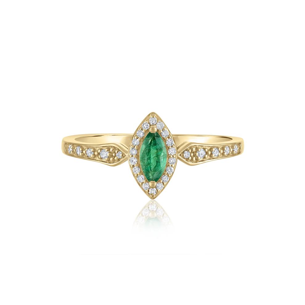 Emerald and Diamond Ring in 14K Yellow Gold (1/10 ct. tw.) – Image 1 of 3