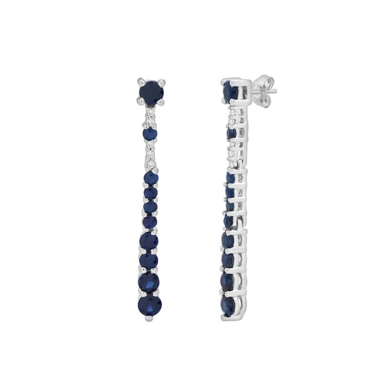 Blue Sapphire &amp; Diamond Accent Drop Earrings in 10K White Gold – Image 1 of 1