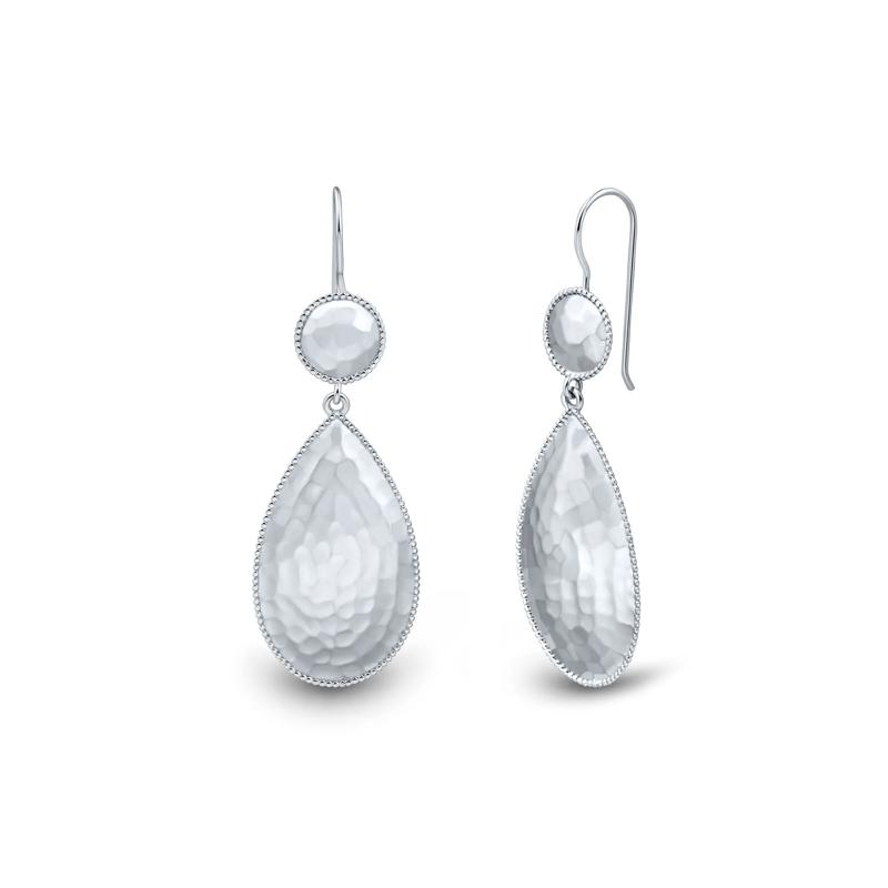 Hammered Teardrop Dangle Earrings in Sterling Silver – Image 1 of 2