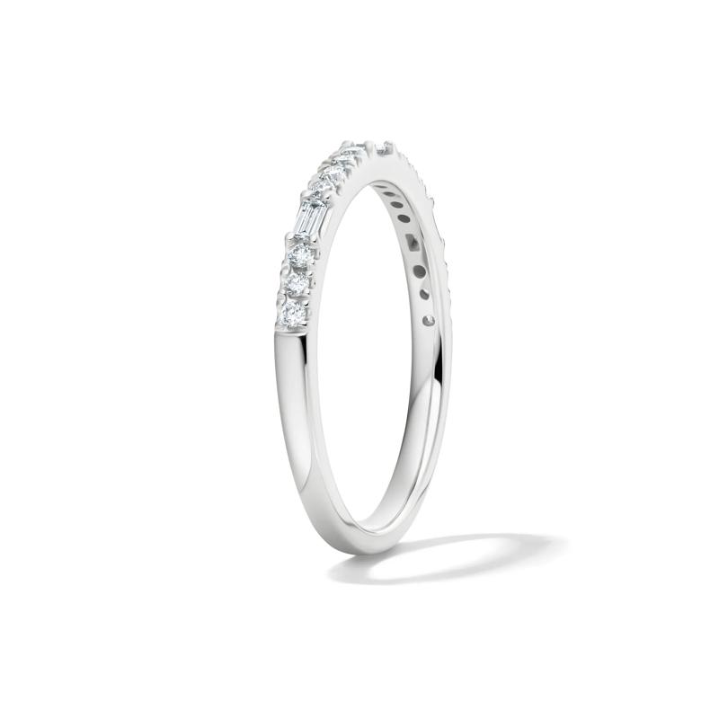 Lab Grown Diamond Round &amp; Baguette Stack Band in 10K White Gold &#40;1/5 ct. t.w&#41; – Image 3 of 4