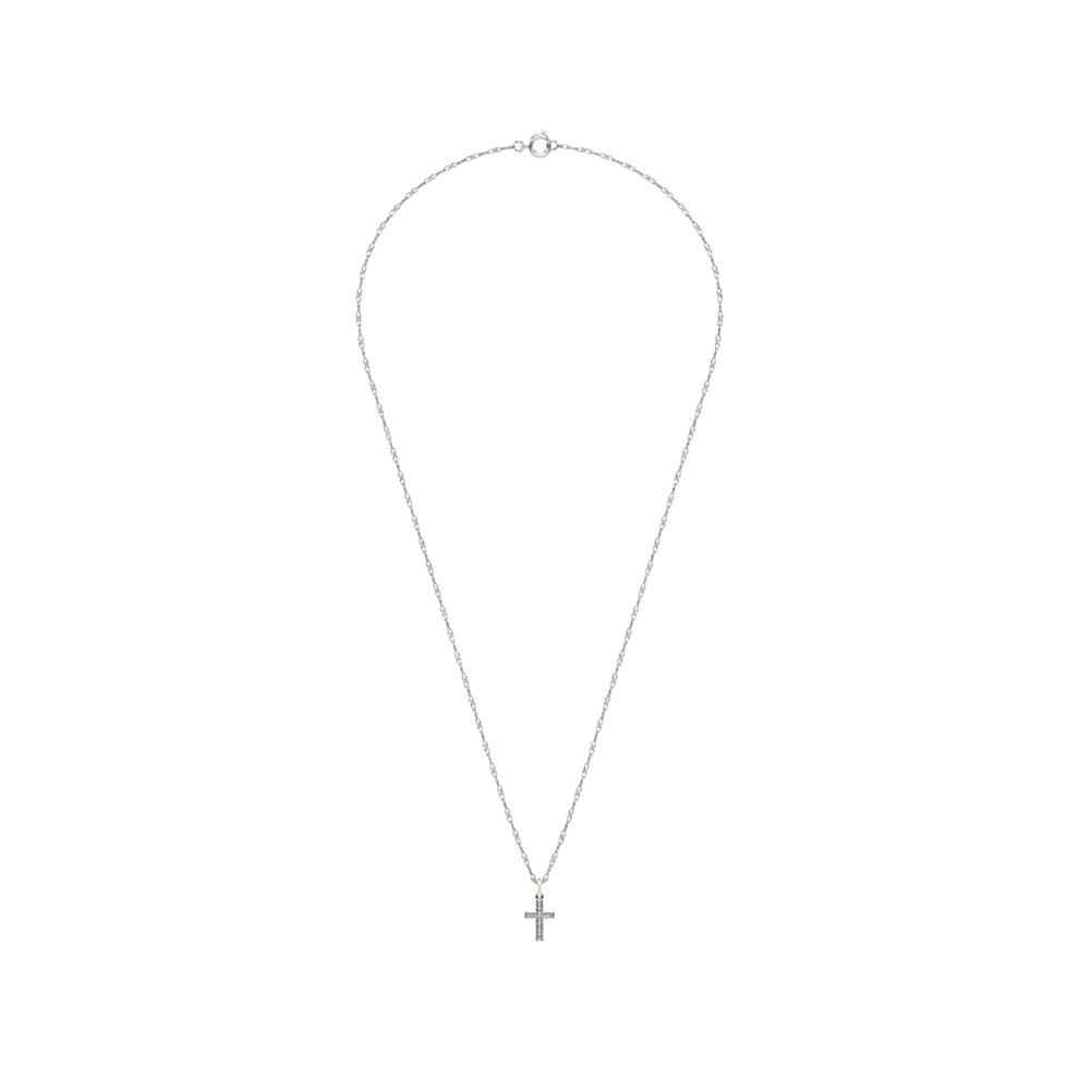 Diamond Accent Cross Pendant Necklace in 10K White Gold – Image 3 of 4