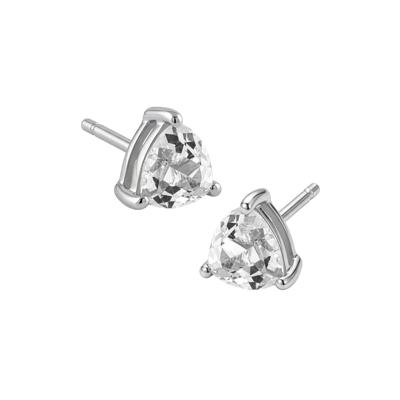 White Topaz Trillion Stud Earrings in Sterling Silver