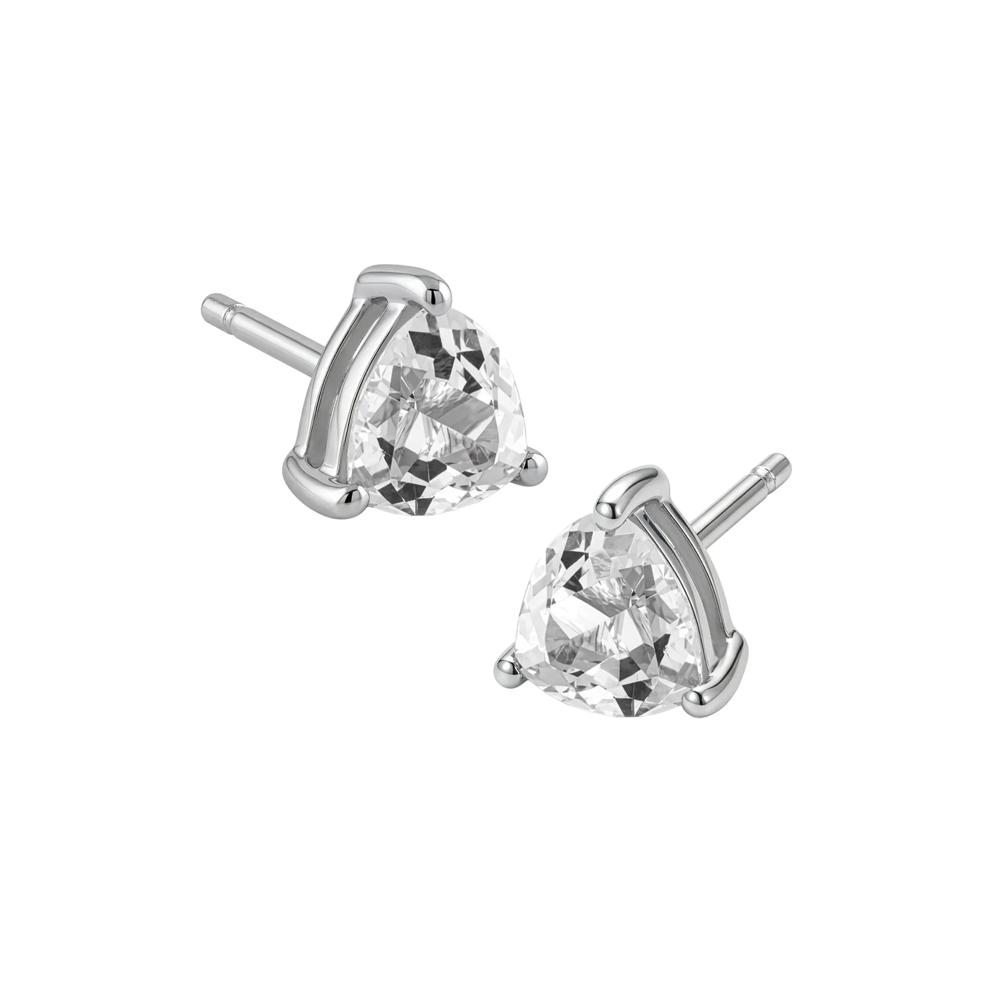 White Topaz Trillion Stud Earrings in Sterling Silver – Image 1 of 3