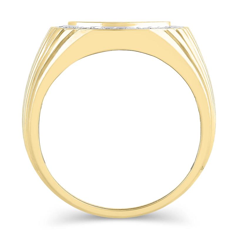 Men's Lab Grown Diamond Signet Ring in 10K Yellow Gold (1/3 ct. tw.) – Image 2 of 3