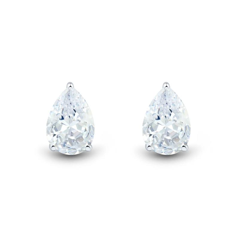 Lab Grown Diamond Pear-Shaped Three-Prong Studs in 14K White Gold &#40;1 ct. tw.&#41; – Image 2 of 3