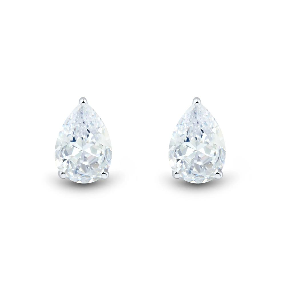 Lab Grown Diamond Pear-Shaped Three-Prong Studs in 14K White Gold (1 ct. tw.) – Image 2 of 3
