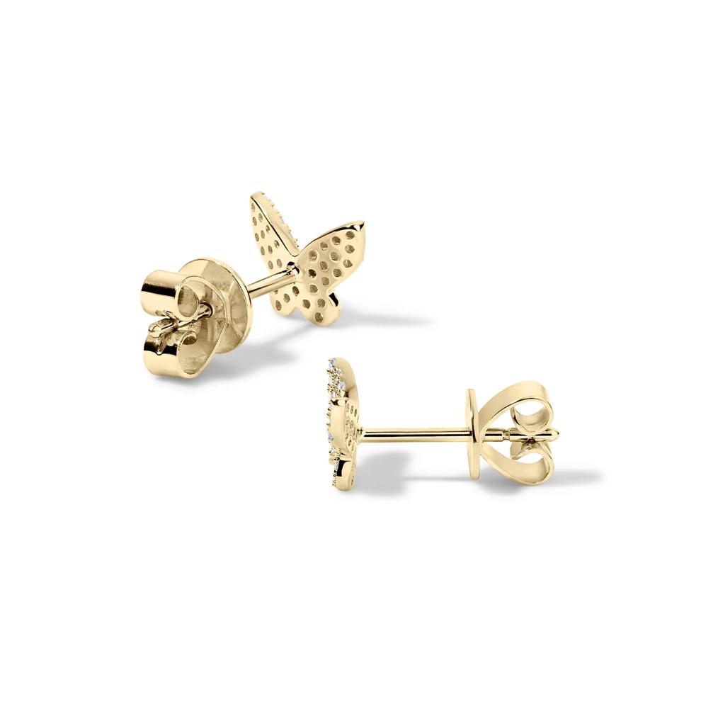 Diamond Butterfly Stud Earrings in 10K Yellow Gold (1/7 ct. tw.) – Image 2 of 2