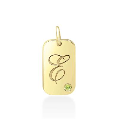 personalized tag pendant with custom gemstone