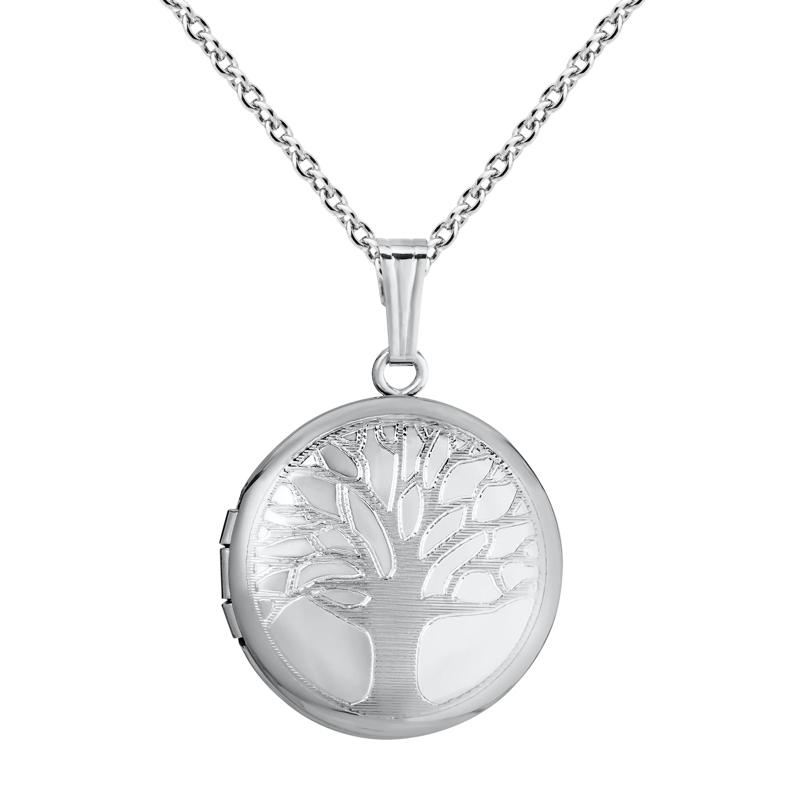 Tree of Life Locket Necklace in Sterling Silver, 18&quot; – Image 1 of 4