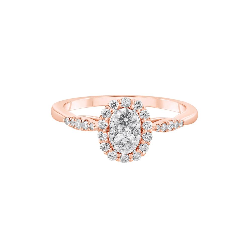 Diamond Oval Halo Engagement Ring in 10K Rose and White Gold (1/2 ct. tw.) – Image 1 of 3