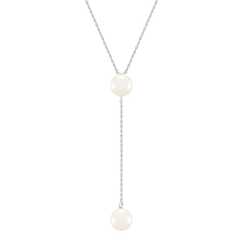 Round and Button Freshwater Cultured Pearl Drop Pendant in Sterling Silver – Image 1 of 4